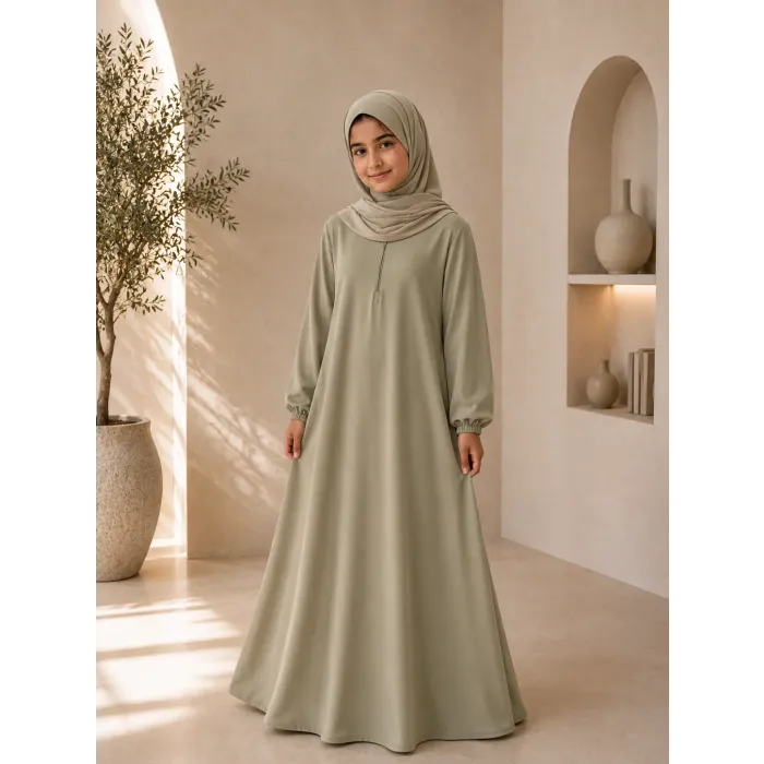 Abaya classique pour fille verte – taille 12/13