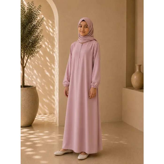 Klassieke kinderabaya lichtroze – maat 14/15
