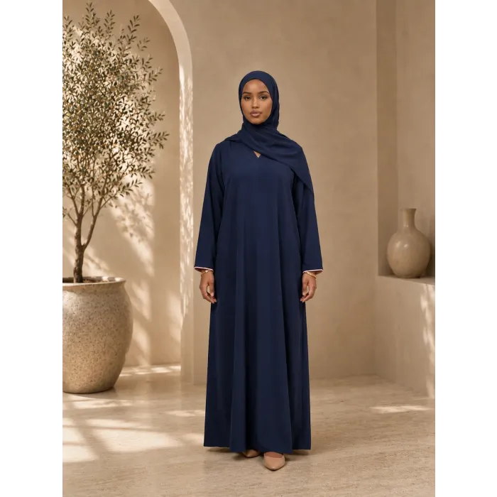 Premium dames abaya donkerblauw – maat XL