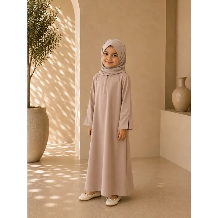 Premium kinderabaya donkerbeige – maat 6/7