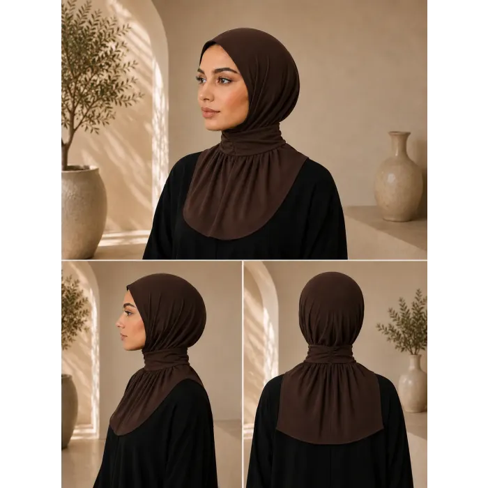 Hijab met drukknopjes bruin