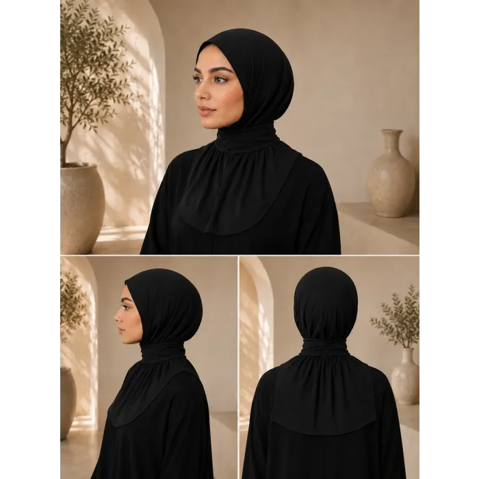 Hijab met drukknopjes zwart