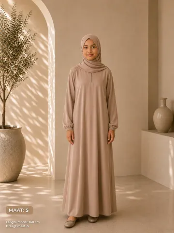 Klassieke dames abaya donkerbeige – maat XL
