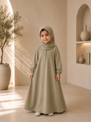 Klassieke kinderabaya groen – maat 4/5