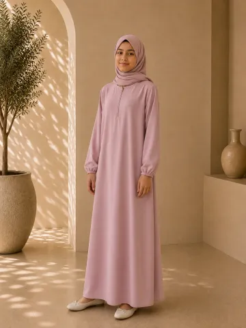 Klassieke kinderabaya lichtroze – maat 14/15