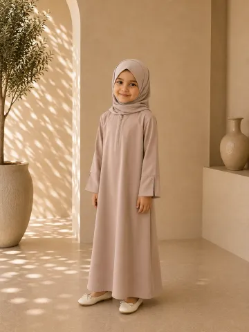 Premium kinderabaya donkerbeige – maat 6/7