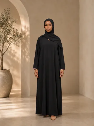 Premium dames abaya zwart – maat L