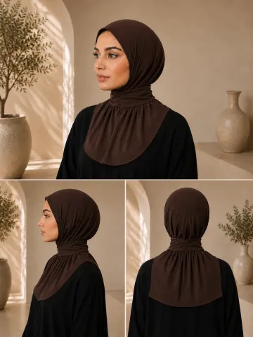 Hijab met drukknopjes bruin