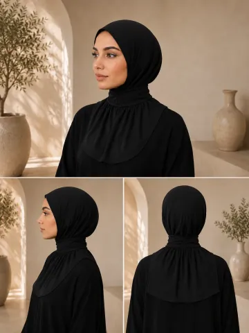 Hijab met drukknopjes zwart