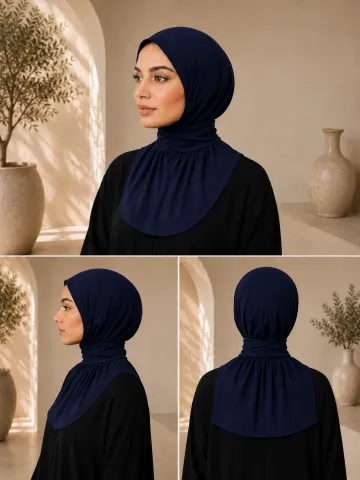 Hijab met drukknopjes donkerblauw